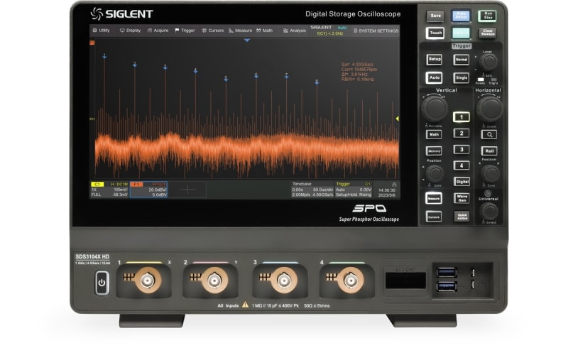 Siglent SDS3104X HD 1GHz, 4GSa, 4 Canales, Osciloscopio de 12Bits